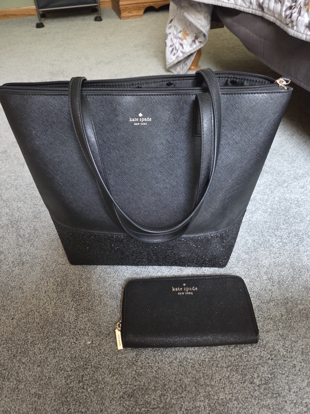 kate spade Black Tote Bag with Matching Wallet